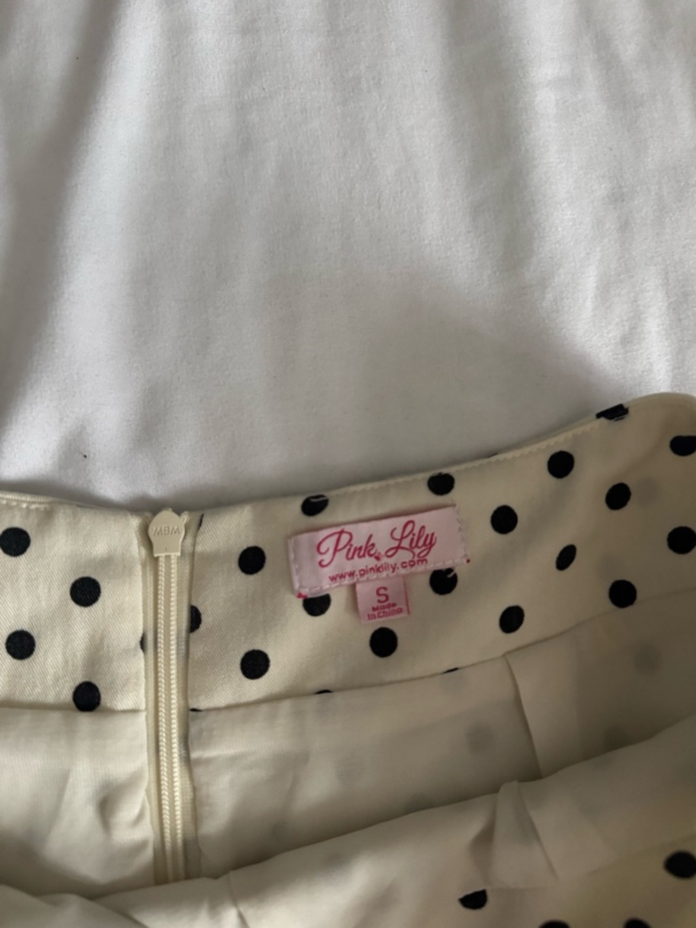 Polka Dot Mini Skirt in Ivory and Black - Picture 2 of 3